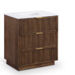 Willard 30" White Engineered Stone And Solid Wood Bathroom Vanity