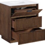 Willard 30" White Engineered Stone And Solid Wood Bathroom Vanity