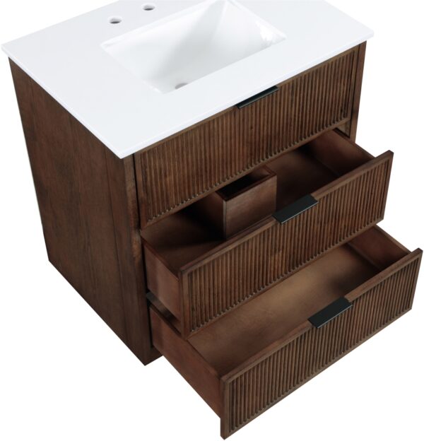 Willard 30" White Engineered Stone And Solid Wood Bathroom Vanity