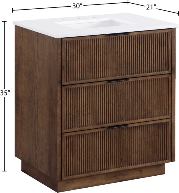 Willard 30" White Engineered Stone And Solid Wood Bathroom Vanity