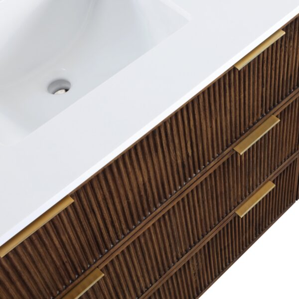 Willard 36" White Engineered Stone And Solid Wood Bathroom Vanity