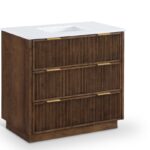 Willard 36" White Engineered Stone And Solid Wood Bathroom Vanity