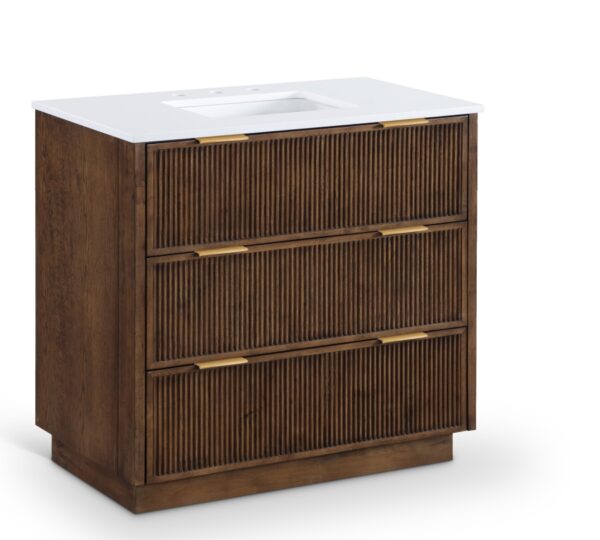 Willard 36" White Engineered Stone And Solid Wood Bathroom Vanity