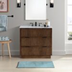 Willard 36" White Engineered Stone And Solid Wood Bathroom Vanity
