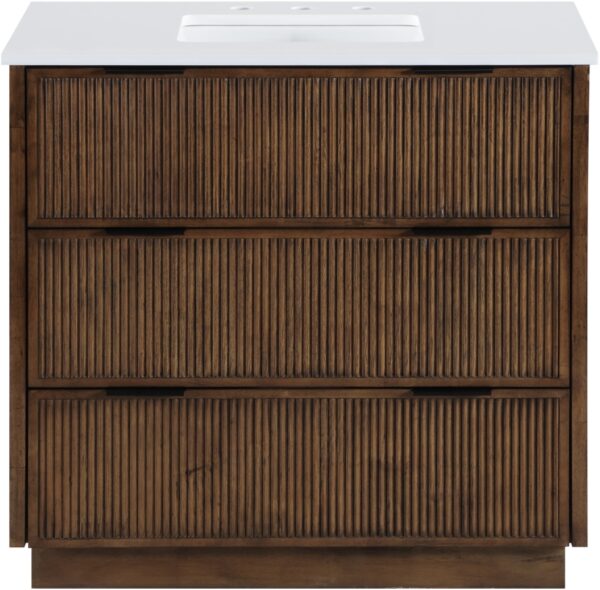 Willard 36" White Engineered Stone And Solid Wood Bathroom Vanity