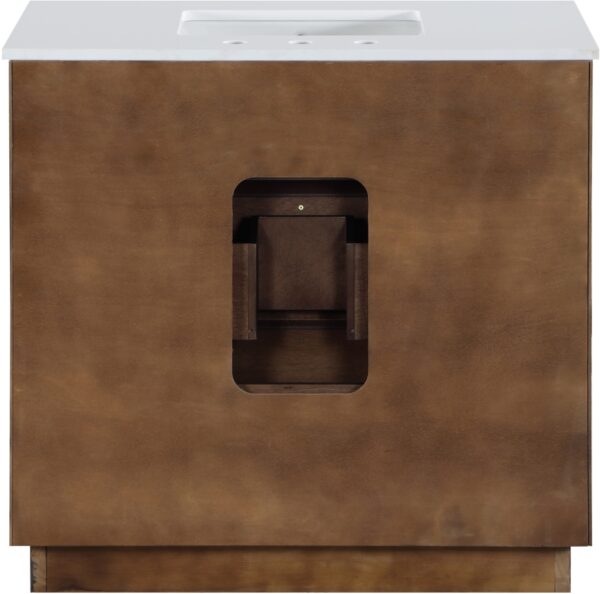 Willard 36" White Engineered Stone And Solid Wood Bathroom Vanity