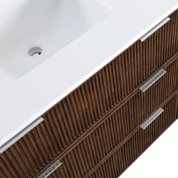 Willard 36" White Engineered Stone And Solid Wood Bathroom Vanity
