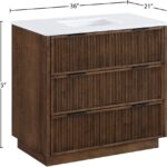 Willard 36" White Engineered Stone And Solid Wood Bathroom Vanity