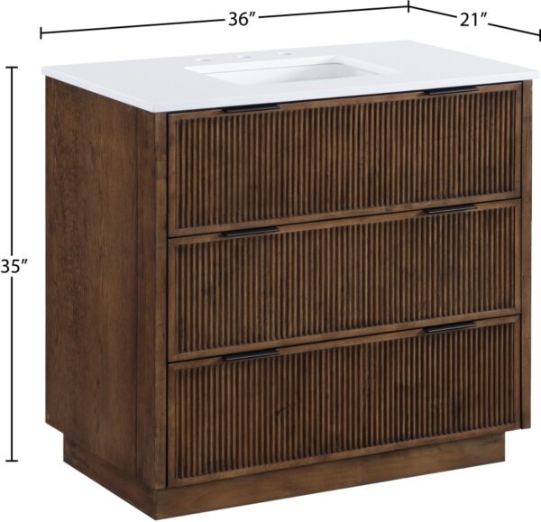 Willard 36" White Engineered Stone And Solid Wood Bathroom Vanity