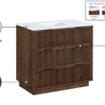 Willard 36" White Engineered Stone And Solid Wood Bathroom Vanity