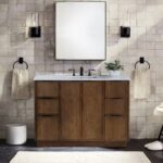 Willard 48" White Engineered Stone And Solid Wood Bathroom Vanity
