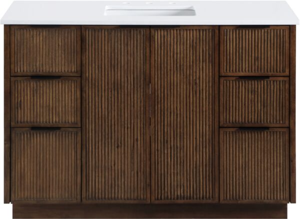 Willard 48" White Engineered Stone And Solid Wood Bathroom Vanity