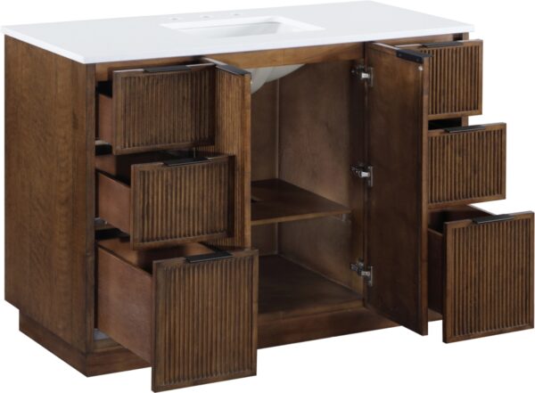 Willard 48" White Engineered Stone And Solid Wood Bathroom Vanity