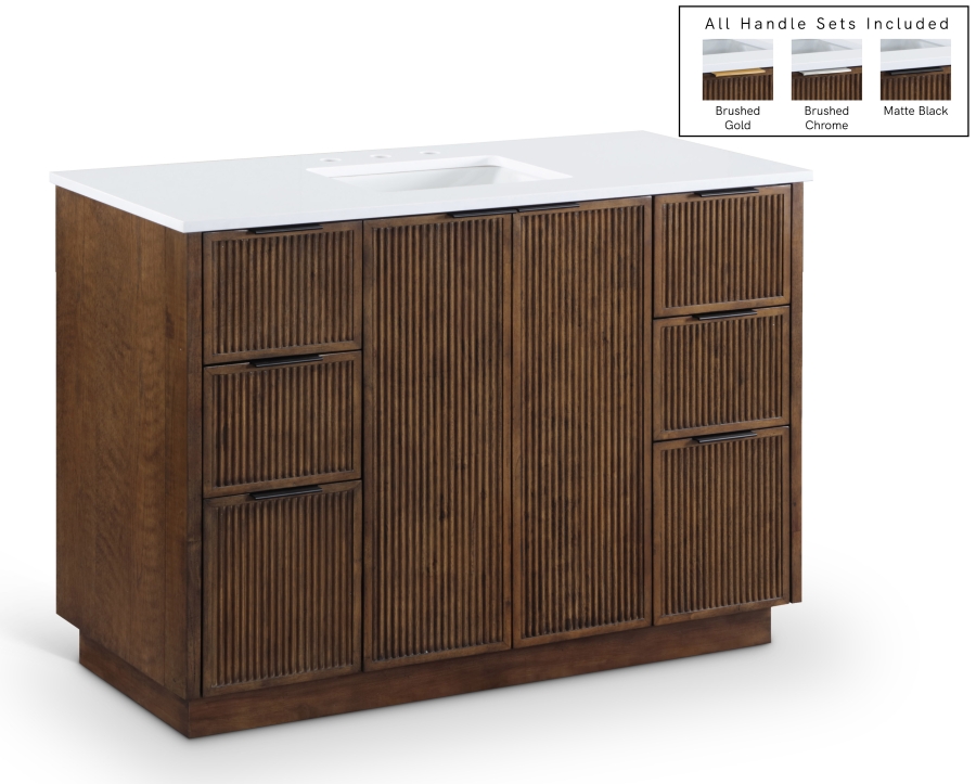 Willard 48" White Engineered Stone And Solid Wood Bathroom Vanity