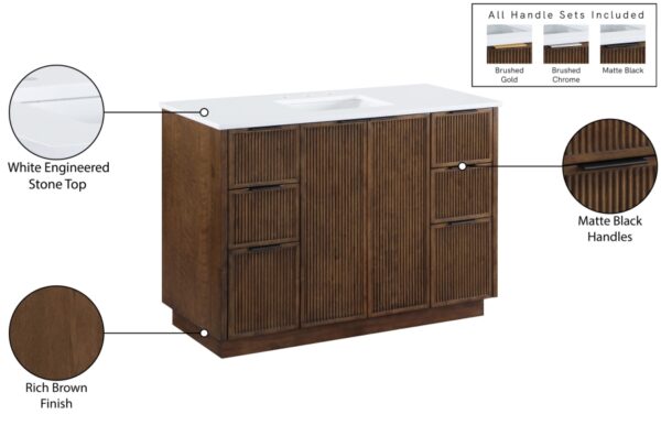 Willard 48" White Engineered Stone And Solid Wood Bathroom Vanity
