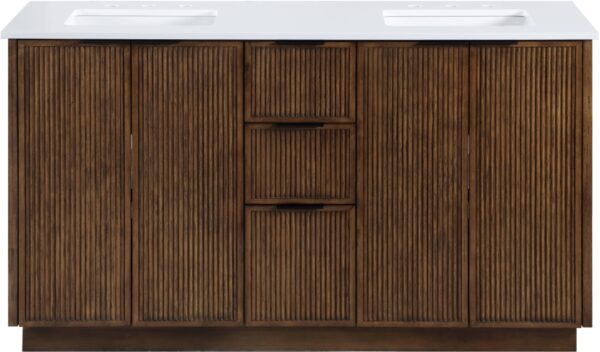 Willard 60" White Engineered Stone And Solid Wood Bathroom Vanity