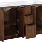Willard 60" White Engineered Stone And Solid Wood Bathroom Vanity
