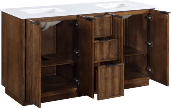 Willard 60" White Engineered Stone And Solid Wood Bathroom Vanity