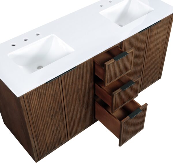 Willard 60" White Engineered Stone And Solid Wood Bathroom Vanity