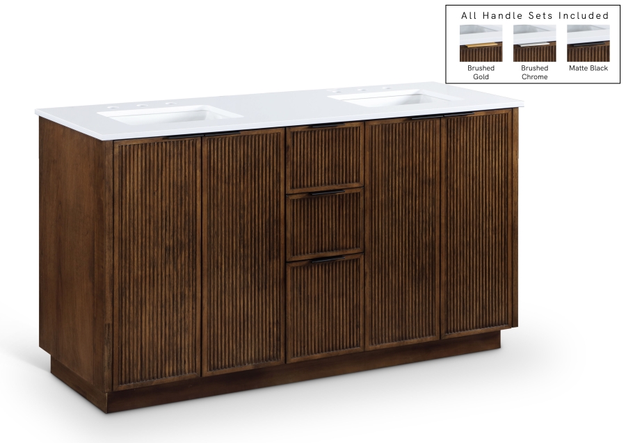 Willard 60" White Engineered Stone And Solid Wood Bathroom Vanity