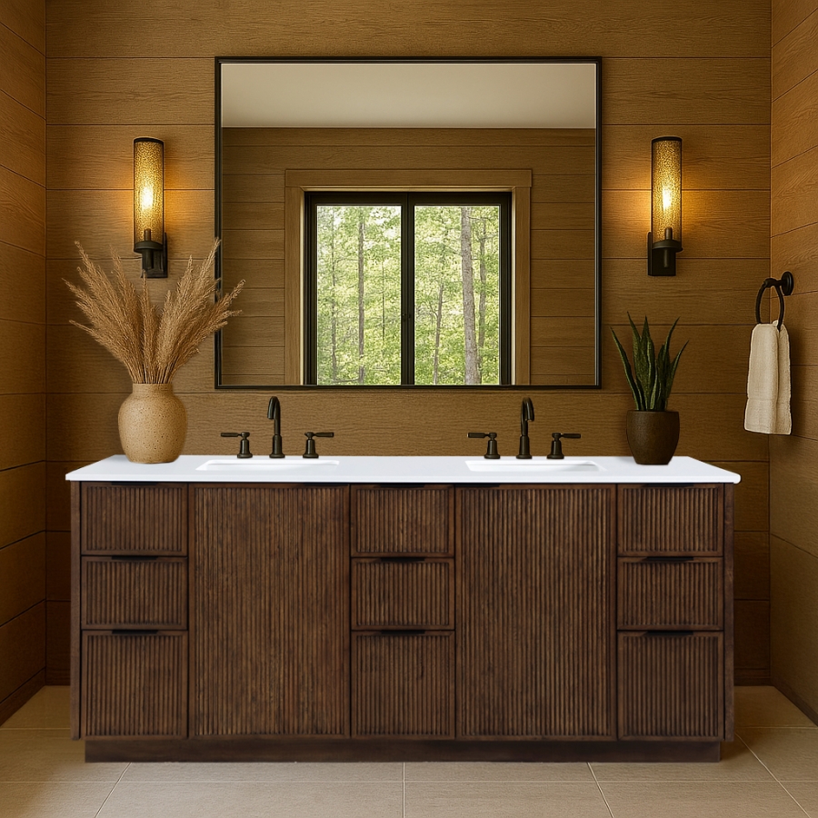 Willard 72" White Engineered Stone And Solid Wood Bathroom Vanity