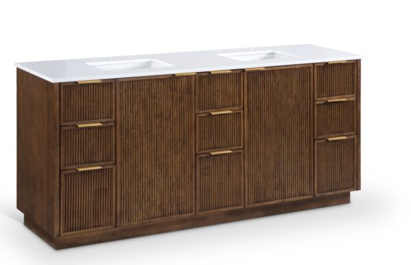 Willard 72" White Engineered Stone And Solid Wood Bathroom Vanity