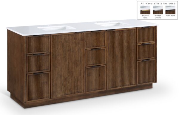 Willard 72" White Engineered Stone And Solid Wood Bathroom Vanity