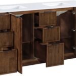 Willard 72" White Engineered Stone And Solid Wood Bathroom Vanity