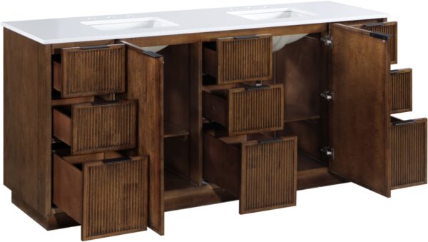 Willard 72" White Engineered Stone And Solid Wood Bathroom Vanity