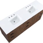 Willard 72" White Engineered Stone And Solid Wood Bathroom Vanity