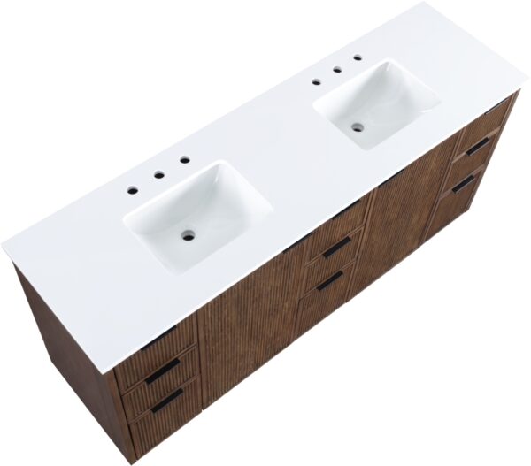 Willard 72" White Engineered Stone And Solid Wood Bathroom Vanity