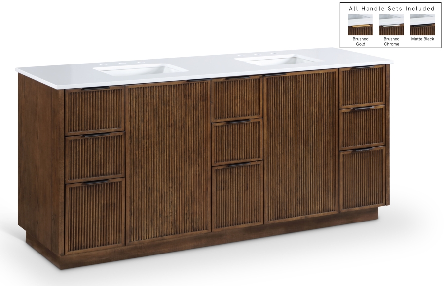 Willard 72" White Engineered Stone And Solid Wood Bathroom Vanity