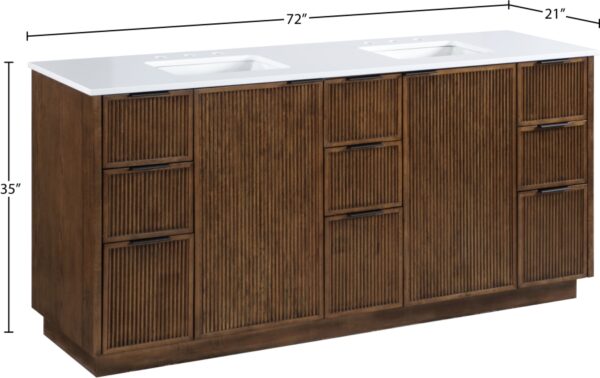 Willard 72" White Engineered Stone And Solid Wood Bathroom Vanity