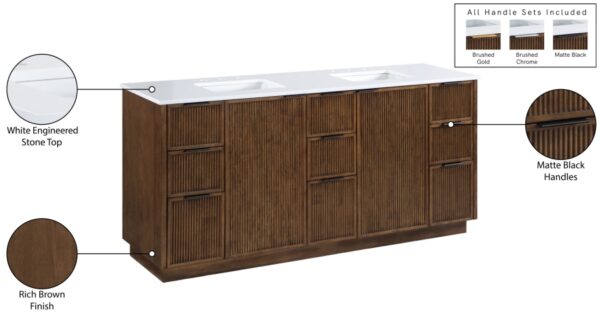 Willard 72" White Engineered Stone And Solid Wood Bathroom Vanity