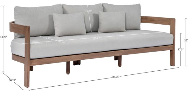 Newport 86.75" Water Resistant Fabric Upholstered Outdoor Patio Sofa