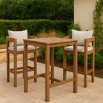 Newport Acacia Wood Outdoor Patio Square Bar Table