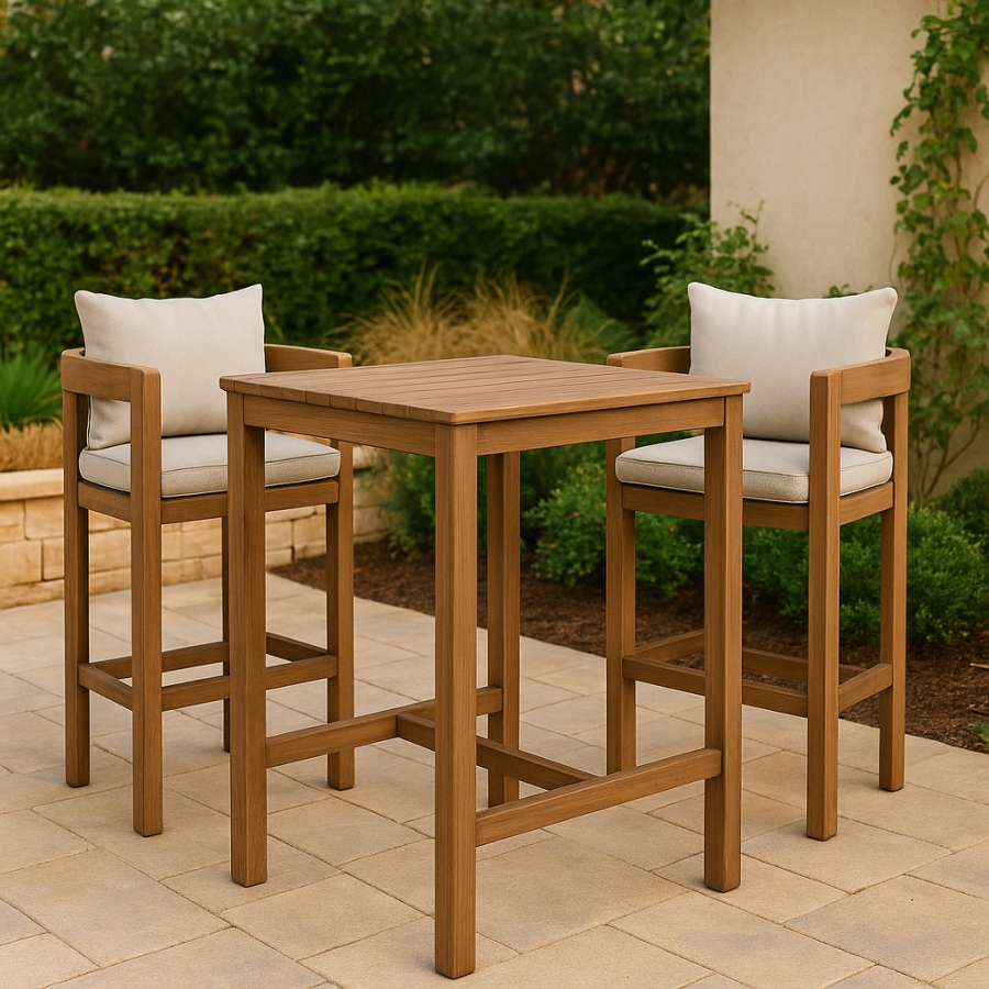 Newport Acacia Wood Outdoor Patio Square Bar Table