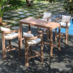 Newport Acacia Wood Outdoor Patio Rectangle Bar Table