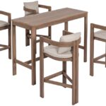 Newport Acacia Wood Outdoor Patio Rectangle Bar Table