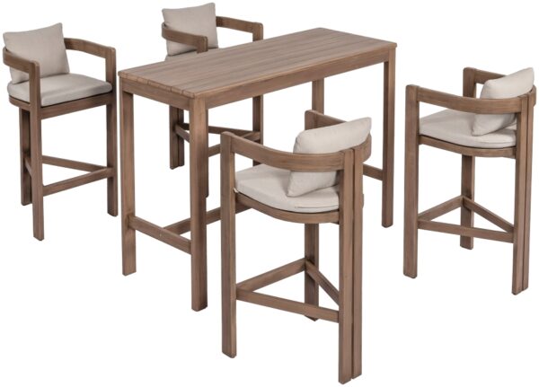 Newport Acacia Wood Outdoor Patio Rectangle Bar Table