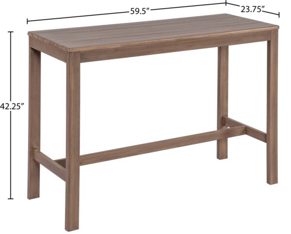 Newport Acacia Wood Outdoor Patio Rectangle Bar Table