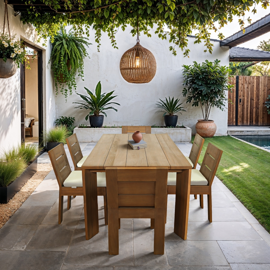Mirella 78.75" Teak Wood Outdoor Patio Dining Table