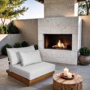 Mirella Water Resistant Fabric Upholstered Outdoor Patio Armless Modular Chair