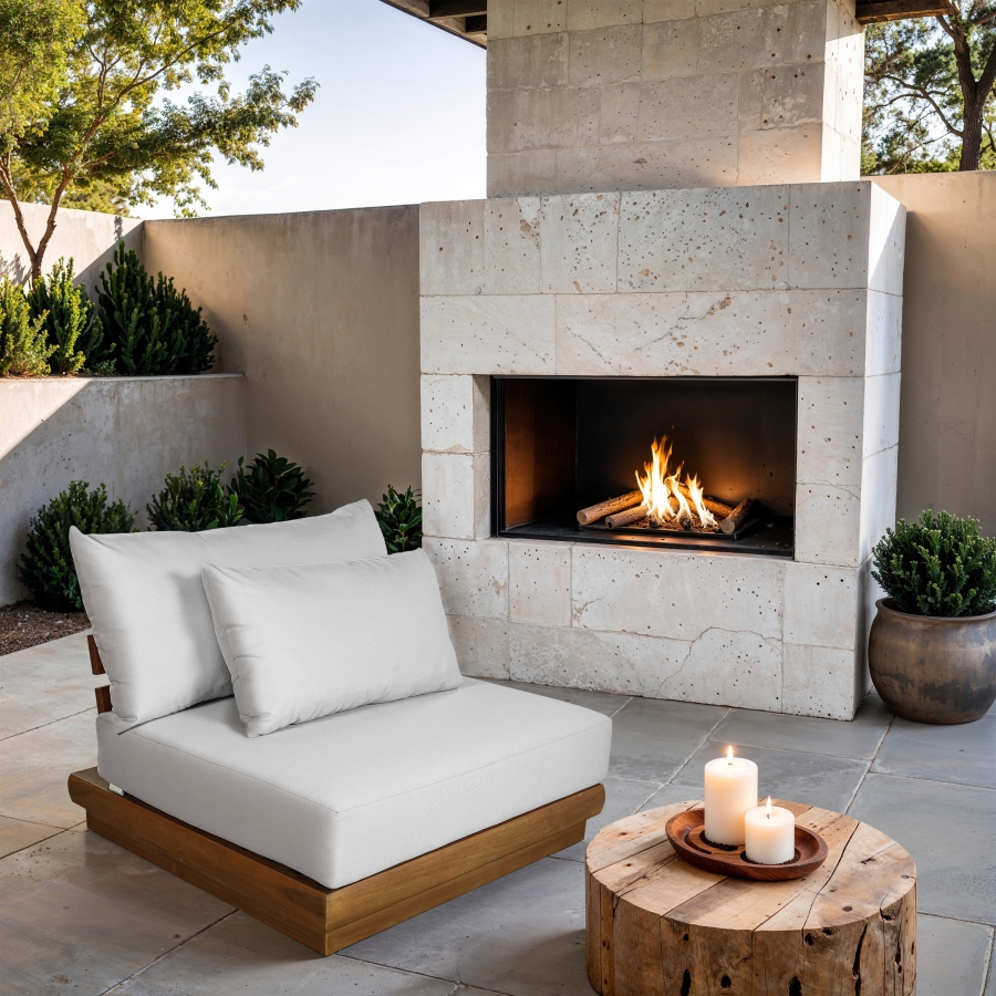 Mirella Water Resistant Fabric Upholstered Outdoor Patio Armless Modular Chair