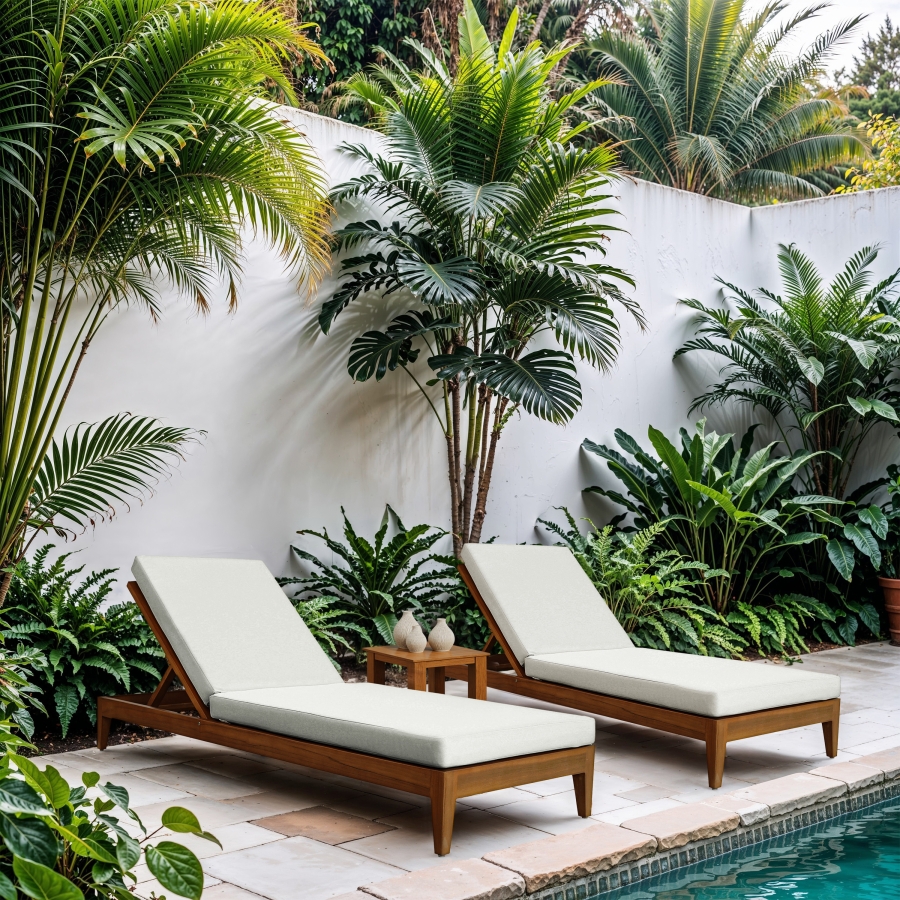 Mirella Water Resistant Fabric Upholstered Outdoor Patio Chaise Lounge