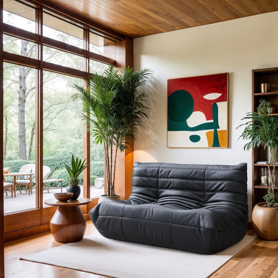 Relax 54.75" Vegan Leather Upholstered Loveseat