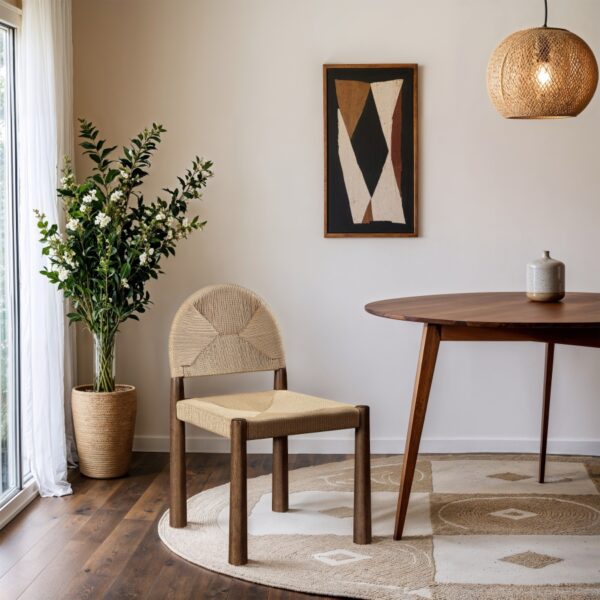 Bohemia Woven Seagrass Cord And Solid Wood Dining Chair
