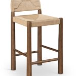 Bohemia Woven Seagrass Cord And Solid Wood Counter Stool