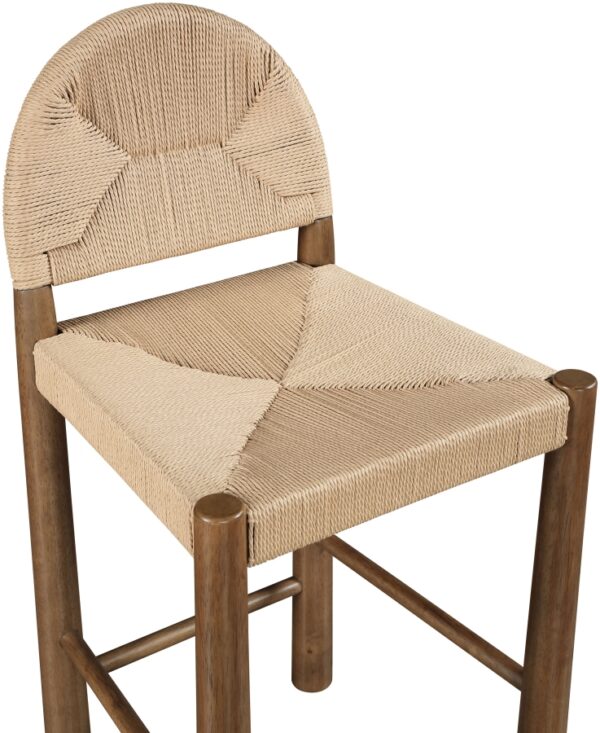 Bohemia Woven Seagrass Cord And Solid Wood Counter Stool