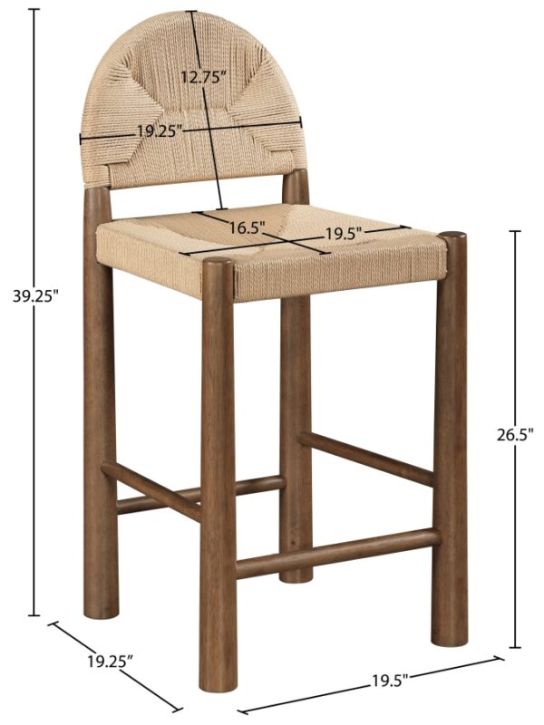 Bohemia Woven Seagrass Cord And Solid Wood Counter Stool